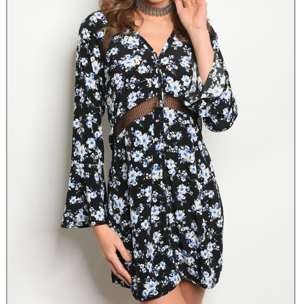 💋 BLACK BLUE OFF WHITE DRESS -101 - Picture 2 of 3